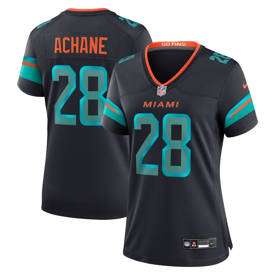 women Miami Dolphins #28 Achane Nike 2025 Blue Limited Nike NFL Jersey->women nfl jersey->Women Jersey